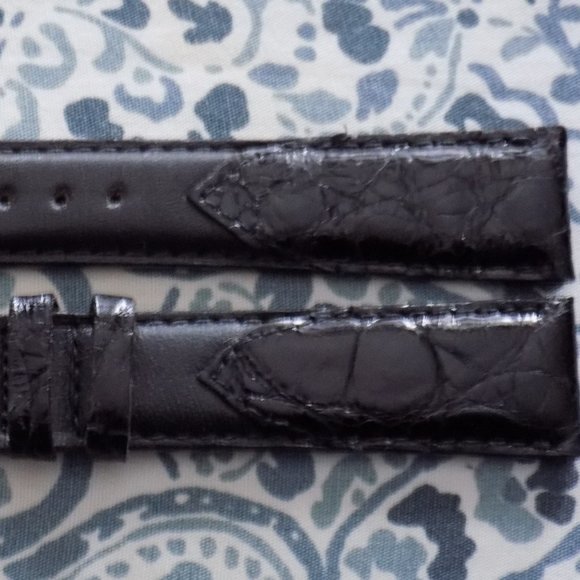 Hadley Roma Crocodile Calf Black Watch Band 19MM - Picture 1 of 3